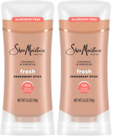 SheaMoisture Deodorant Stick 72h Odor Control Coconut & Hibiscus Fresh Aluminum Free 2.6 oz,(Pack of 2)