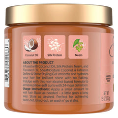 SheaMoisture Define & Shine Styling Gel + Flaxseed Coconut&Hibiscus Hydrates,Holds Your Style All Day Infused With Glycerin,Coconut Oil an Invigorating Sweet Scent ParabenFree Frizz Control Gel 15OZ
