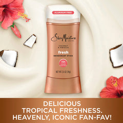 SheaMoisture Deodorant Stick 72h Odor Control Coconut & Hibiscus Fresh Aluminum Free 2.6 oz