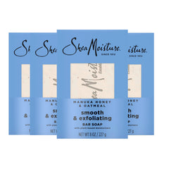 SheaMoisture Bar Soap Manuka Honey Oatmeal 4 Count Smoothing & Exfoliating Smooth and Exfoliating bar soap with 24h shea moisture nutrients for Healthy, Glowing Skin 8 oz
